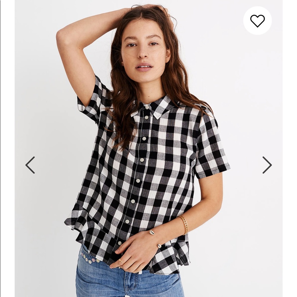 Peplum Button-Down Shirt in Gingham